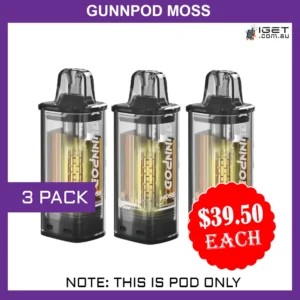 GUNNPOD MOSS – 3 PACKS – 8000 PUFFS – POD ONLY Indulge in an exotic escape with the GUNNPOD MOSS in the tantalizing LIME LEMONDADE flavor. This disposable pod delivers an impressive 8000 puffs of tropical bliss, perfect for those who crave long-lasting flavor without the hassle of refills. The KIWI PASSIONFRUIT GUAVA ICE blend offers a refreshing symphony of sweet and tangy notes, complemented by a cool, icy finish. The GUNNPOD MOSS’s sleek and compact design makes it ideal for on-the-go vaping, ensuring you can enjoy your favorite flavors whenever and wherever you desire. Please note: This is a POD ONLY product, requiring a compatible battery to operate. Disclaimer: This product contains nicotine, an addictive substance. Keep out of reach of children and pets. Not intended for use by persons under the legal smoking age.