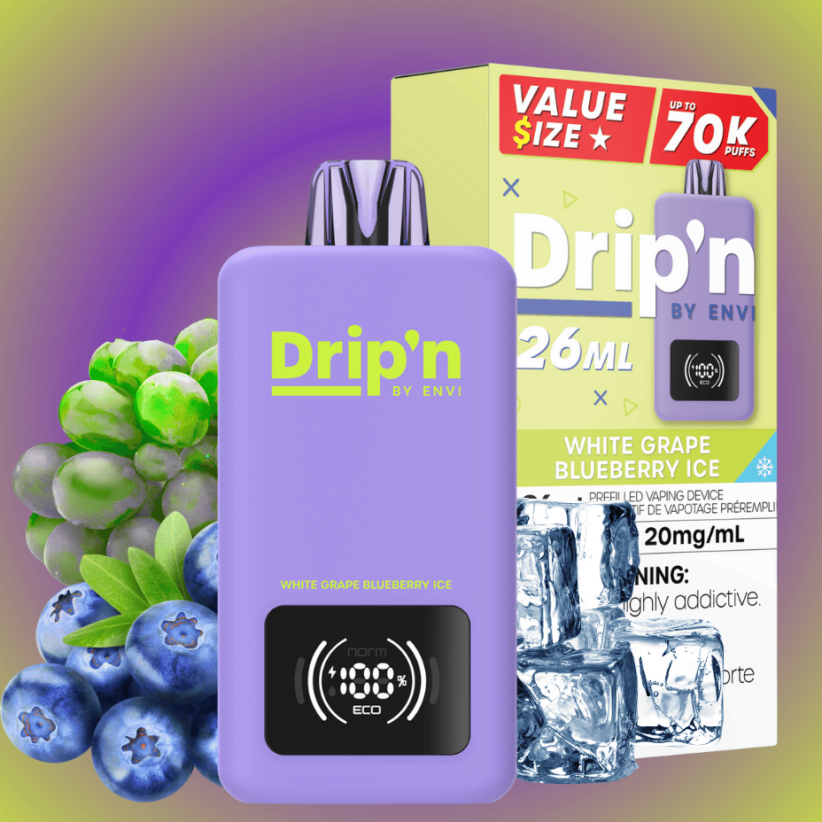 Drip'n by Envi 70K Disposable Vape - White Grape Blueberry Ice